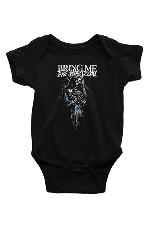 Bring Me the Horizon Baskılı Siyah Bebek Body - Zıbın