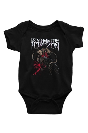Bring Me the Horizon Baskılı Siyah Bebek Body - Zıbın