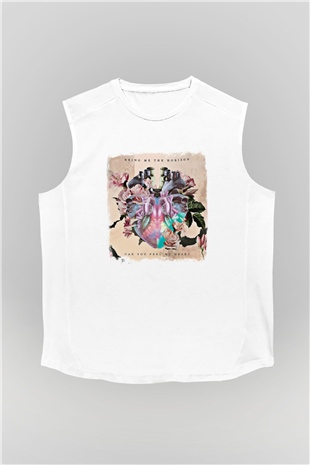 Bring Me the Horizon Baskılı Unisex Beyaz Kolsuz Tişört