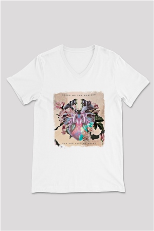 Bring Me the Horizon Baskılı Unisex Beyaz V Yaka Tişört