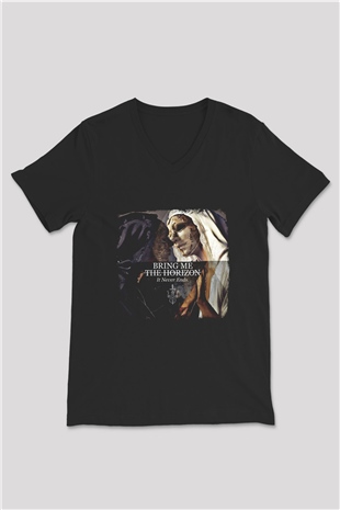 Bring Me the Horizon Baskılı Unisex Siyah V Yaka Tişört