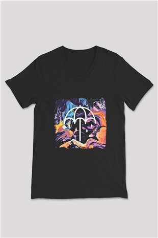 Bring Me the Horizon Baskılı Unisex Siyah V Yaka Tişört