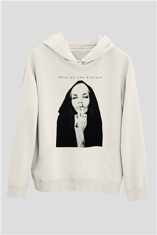 Bring Me the Horizon Beyaz Unisex Kapşonlu Sweatshirt
