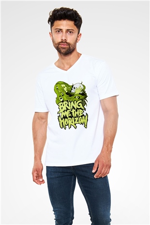 Bring Me the Horizon Beyaz Unisex V Yaka Tişört