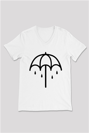 Bring Me the Horizon Beyaz Unisex V Yaka Tişört T-Shirt