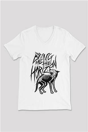 Bring Me the Horizon Beyaz Unisex V Yaka Tişört T-Shirt