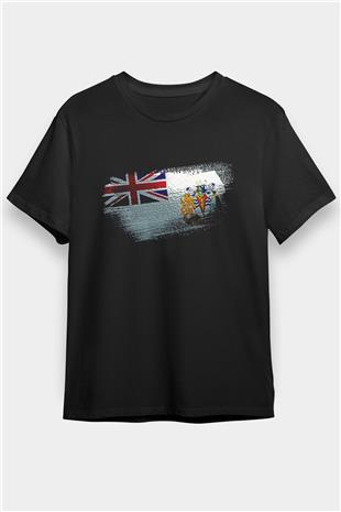 Britanya Antarktika Toprakları - British Antarctic Territory Bayrağı Baskılı Unisex Siyah Tişört