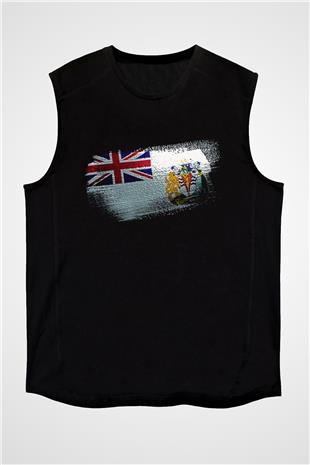Britanya Antarktika Toprakları - British Antarctic Territory Bayrağı Baskılı Unisex Siyah Kolsuz Tişört