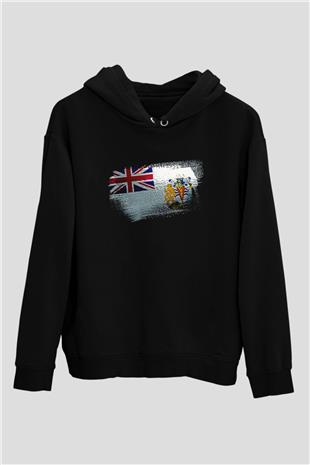 Britanya Antarktika Toprakları - British Antarctic Territory Bayrağı Baskılı Unisex Siyah Hoodie