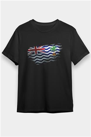 Britanya Hint Okyanusu Toprakları - British İndian Ocean Territory Bayrağı Baskılı Unisex Siyah Tişört