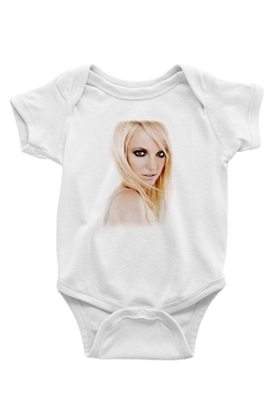 Britney Spears Baskılı Beyaz Unisex Bebek Body - Zıbın