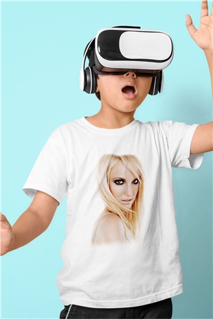 Britney Spears Baskılı Beyaz Unisex Çocuk Tişört