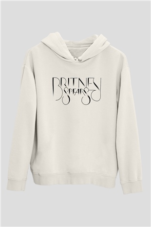 Britney Spears Beyaz Unisex Kapşonlu Sweatshirt