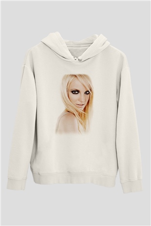 Britney Spears Beyaz Unisex Kapşonlu Sweatshirt