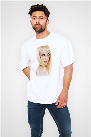 Britney Spears Beyaz Unisex Oversize Tişört T-Shirt