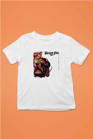 Britny Fox Baskılı Unisex Beyaz Çocuk Tişört