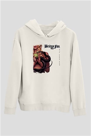 Britny Fox Baskılı Unisex Beyaz Hoodie