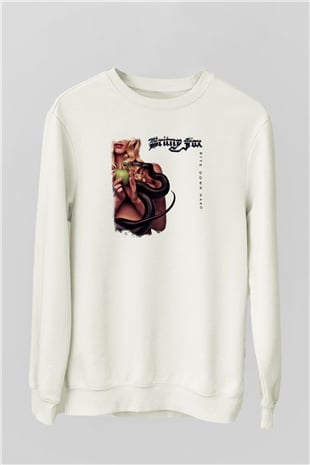 Britny Fox Baskılı Unisex Beyaz Sweatshirt