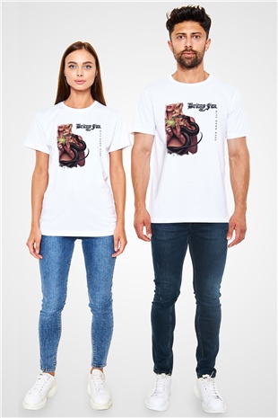 Britny Fox Baskılı Unisex Beyaz Tişört