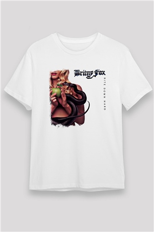 Britny Fox Baskılı Unisex Beyaz Tişört