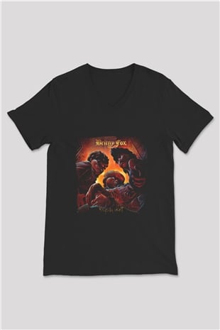 Britny Fox Baskılı Unisex Siyah V Yaka Tişört