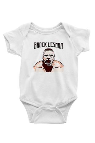 Brock Lesnar Baskılı Beyaz Unisex Bebek Body - Zıbın