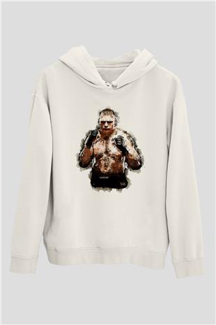 Brock Lesnar Baskılı Beyaz Unisex Hoodie