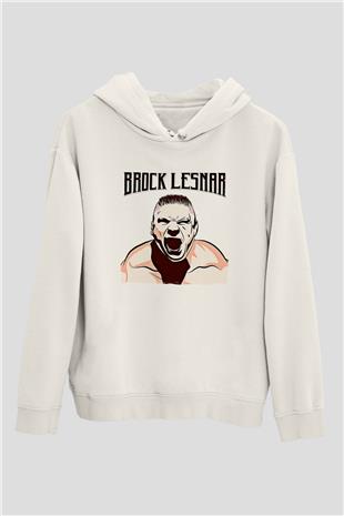 Brock Lesnar Baskılı Beyaz Unisex Hoodie