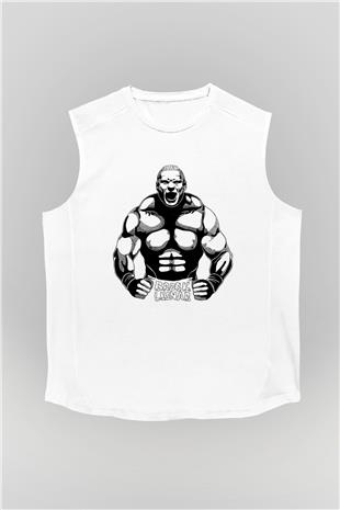 Brock Lesnar Baskılı Beyaz Unisex Kolsuz Tişört - Tshirt