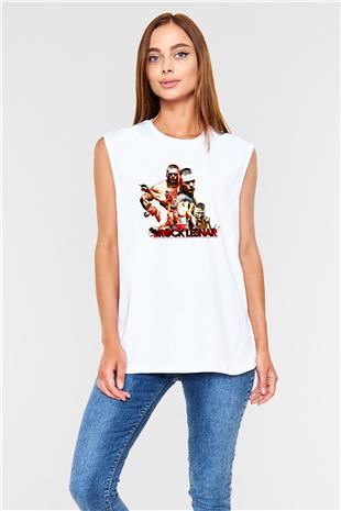 Brock Lesnar Baskılı Beyaz Unisex Kolsuz Tişört - Tshirt