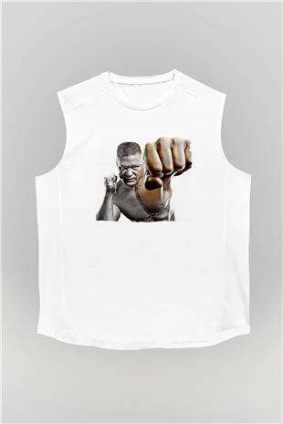 Brock Lesnar Baskılı Beyaz Unisex Kolsuz Tişört - Tshirt