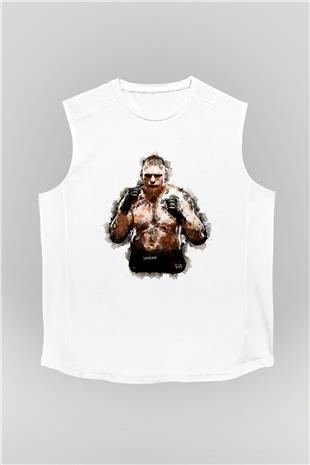 Brock Lesnar Baskılı Beyaz Unisex Kolsuz Tişört - Tshirt