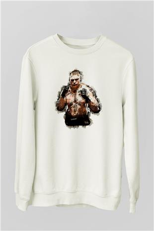 Brock Lesnar Baskılı Beyaz Unisex Sweatshirt