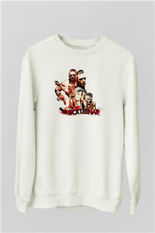 Brock Lesnar Baskılı Beyaz Unisex Sweatshirt