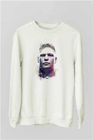 Brock Lesnar Baskılı Beyaz Unisex Sweatshirt