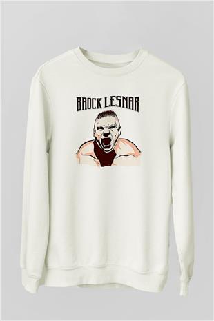 Brock Lesnar Baskılı Beyaz Unisex Sweatshirt