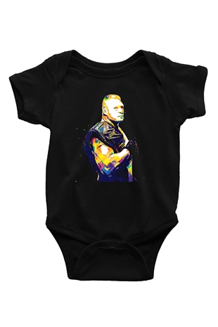 Brock Lesnar Baskılı Unisex Siyah Bebek Body - Zıbın