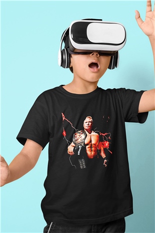 Brock Lesnar Baskılı Unisex Siyah Çocuk Tişört - Tshirt