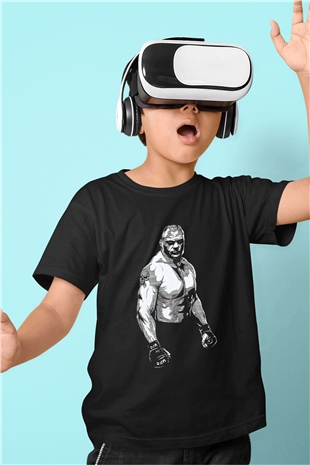 Brock Lesnar Baskılı Unisex Siyah Çocuk Tişört - Tshirt