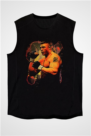 Brock Lesnar Baskılı Unisex Siyah Kolsuz Tişört - Tshirt