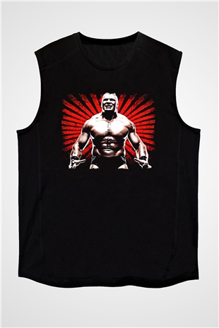 Brock Lesnar Baskılı Unisex Siyah Kolsuz Tişört - Tshirt