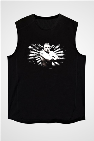 Brock Lesnar Baskılı Unisex Siyah Kolsuz Tişört - Tshirt