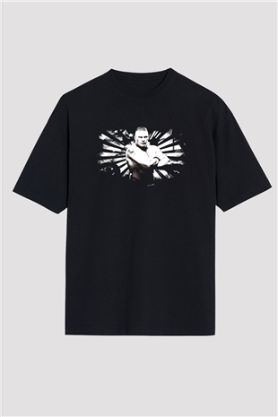 Brock Lesnar Baskılı Unisex Siyah Oversize Tişört - Tshirt