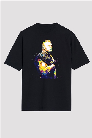 Brock Lesnar Baskılı Unisex Siyah Oversize Tişört - Tshirt