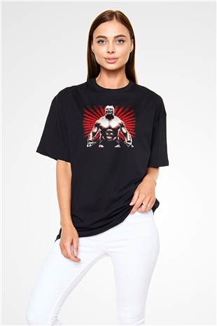 Brock Lesnar Baskılı Unisex Siyah Oversize Tişört - Tshirt