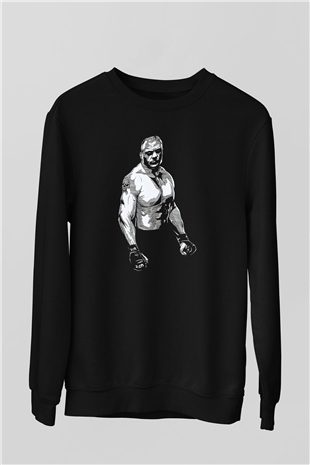 Brock Lesnar Baskılı Unisex Siyah Sweatshirt