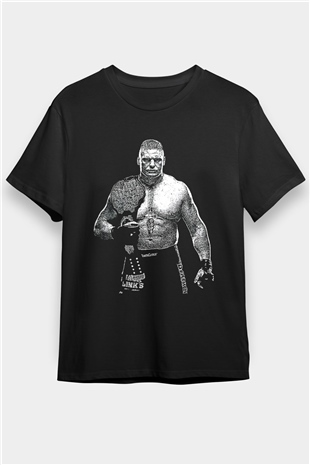 Brock Lesnar Baskılı Unisex Siyah Tişört - Tshirt