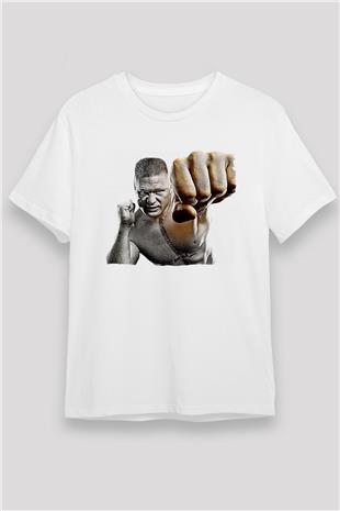 Brock Lesnar Unisex Baskılı Beyaz Tişört - Tshirt