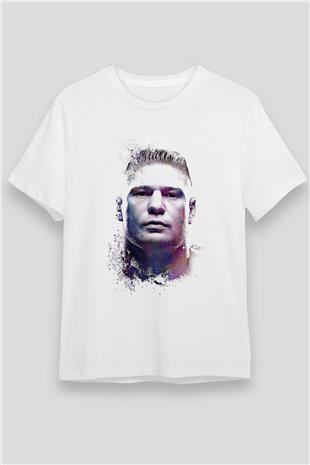 Brock Lesnar Unisex Baskılı Beyaz Tişört - Tshirt