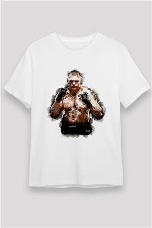 Brock Lesnar Unisex Baskılı Beyaz Tişört - Tshirt
